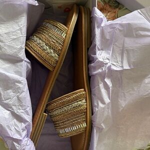 Madden Girl Brown and Gold Sandals